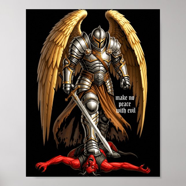 Archangel Michael Faith Design Make No Peace With  Poster (Front)
