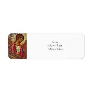 Archangel Michael Icon by Andrei Rublev Label