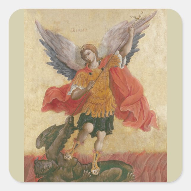 Archangel Michael Icon Square Sticker (Front)
