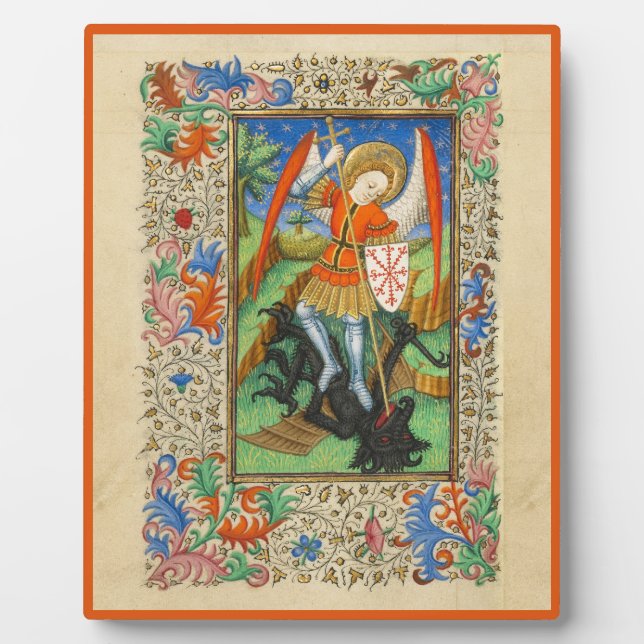 Archangel Michael Medieval Art Plaque (Front)