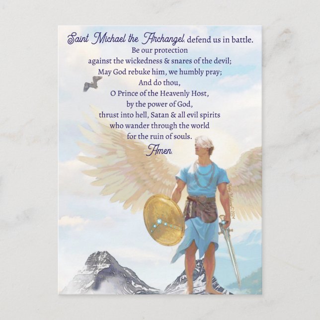 Archangel Michael Protection Courage Angel Prayer Postcard (Front)
