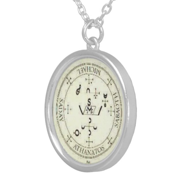 Archangel Michael Sigil Pendent Silver Plated Necklace (Front Right)