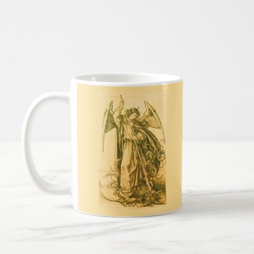 Archangel Michael Slaying Devil Vintage Gold Coffee Mug