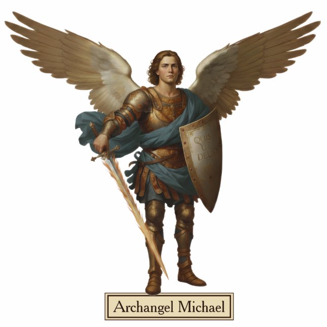 Archangel Michael Statue - 2D Flat Angel Statuette (Front)