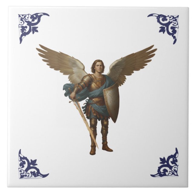 Archangel Michael Statue Angel Michael Ceramic Tile (Front)