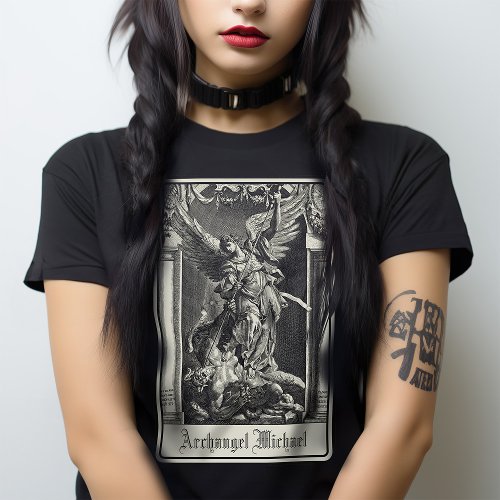 Archangel Michael Tarot Card Religious Art Gothic T_Shirt
