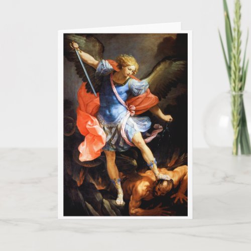 Archangel Michael tramples Satan Guido Reni Card