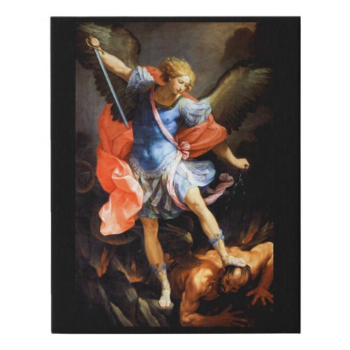 Archangel Michael tramples Satan Guido Reni Faux Canvas Print