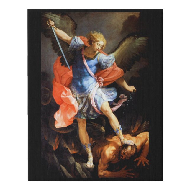 Archangel Michael tramples Satan, Guido Reni Faux Canvas Print (Front)