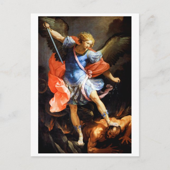 Archangel Michael tramples Satan, Guido Reni Postcard (Front)