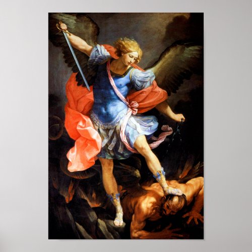 Archangel Michael tramples Satan Guido Reni Poster