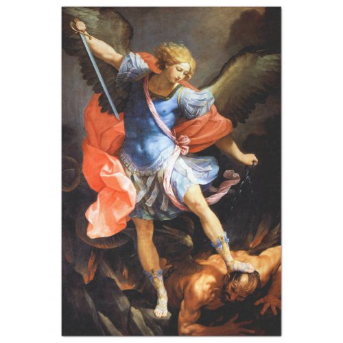Archangel Michael tramples Satan Guido Reni Tissue Paper