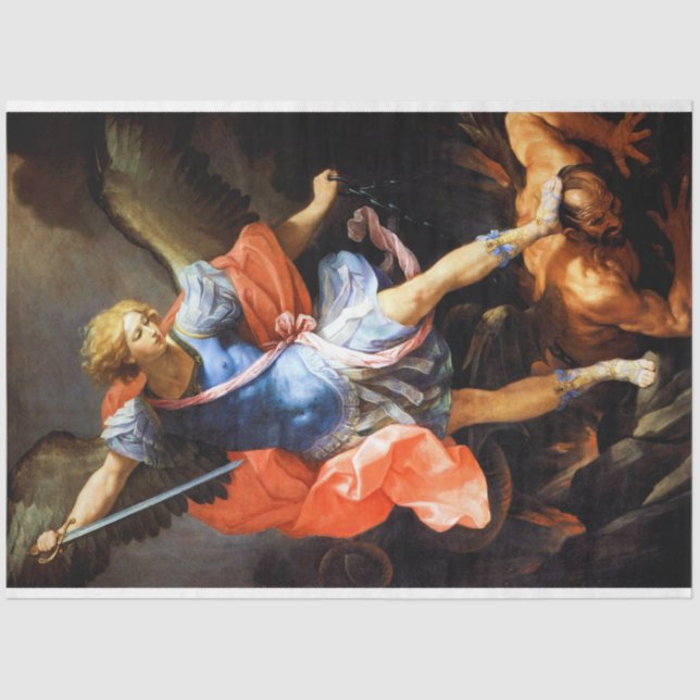 Archangel Michael tramples Satan, Guido Reni Tissue Paper (Front)