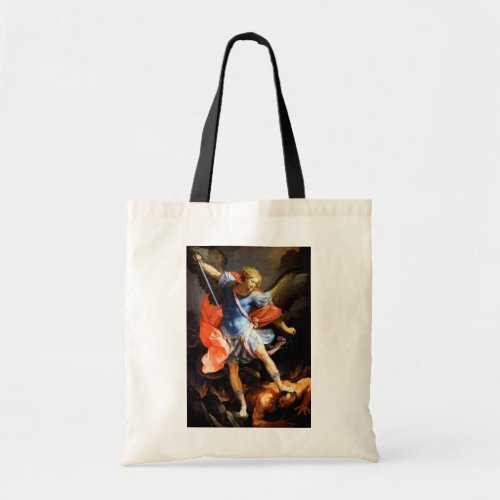 Archangel Michael tramples Satan Guido Reni Tote Bag