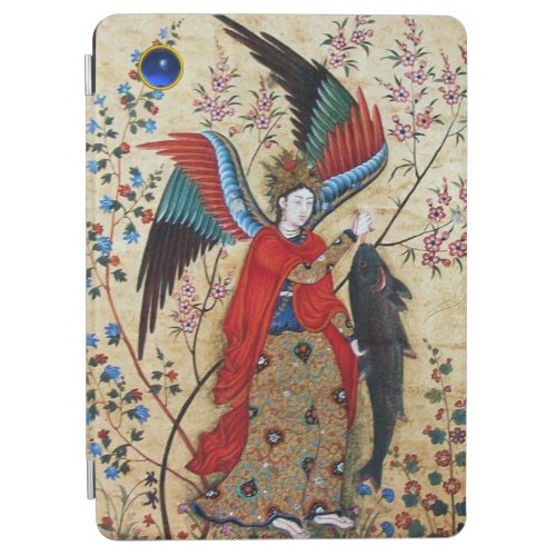 ARCHANGEL RAPHAEL AND FISH BLUE FLORAL PARCHMENT iPad AIR COVER