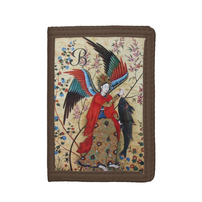 ARCHANGEL RAPHAEL AND FISH MONOGRAM TRI-FOLD WALLET (Front Vertical)