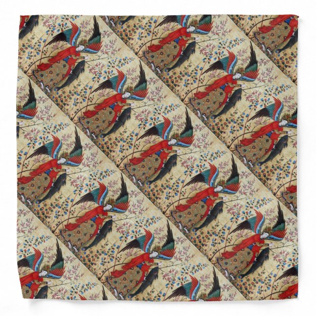 ARCHANGEL RAPHAEL AND FISH PARCHMENT BANDANA (Front)