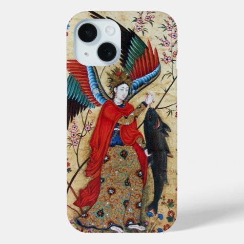 ARCHANGEL RAPHAEL AND FISH PARCHMENT iPhone 15 CASE