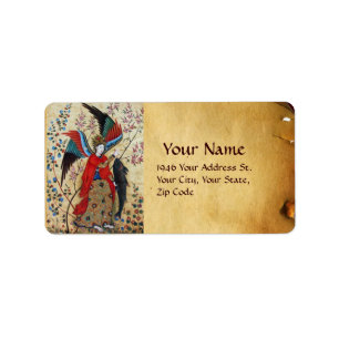 ARCHANGEL RAPHAEL AND FISH PARCHMENT LABEL