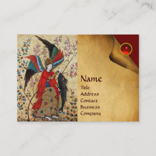 ARCHANGEL RAPHAEL AND FISH PARCHMENT MONOGRAM BUSINESS CARD