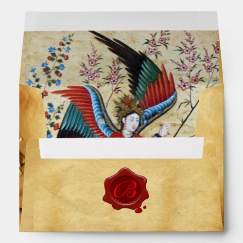 ARCHANGEL RAPHAEL AND FISH PARCHMENT RED WAX SEAL ENVELOPE