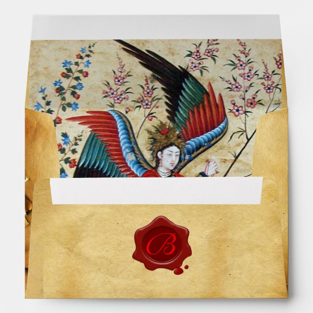 ARCHANGEL RAPHAEL AND FISH PARCHMENT RED WAX SEAL ENVELOPE (Back (Bottom))