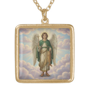 Archangel Raphael Angel Gold Plated Necklace