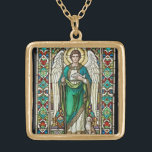 Archangel Raphael - Angel Raphael Gold Plated Necklace<br><div class="desc">"st archangel raphael saint", "patron arcangel angel icon", "spiritual bible vintage picture image", "christian prayer en la biblia", "holy sacred christianity religion", "orthodox religious priest pope bishop", "roman catholic church guardian father", "multicolor multicolored spiritual healer", "healing colorful stained glass"</div>