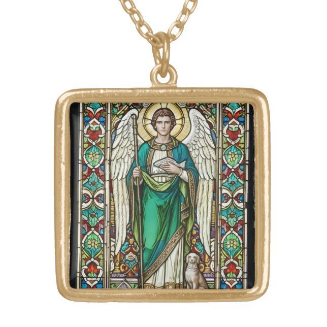 Archangel Raphael - Angel Raphael Gold Plated Necklace (Front)