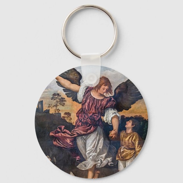 Archangel Raphael Drawing - St Raphael Keychain (Front)