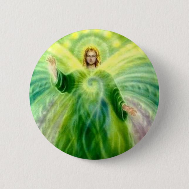Archangel Raphael Healing Light Pinback Button (Front)