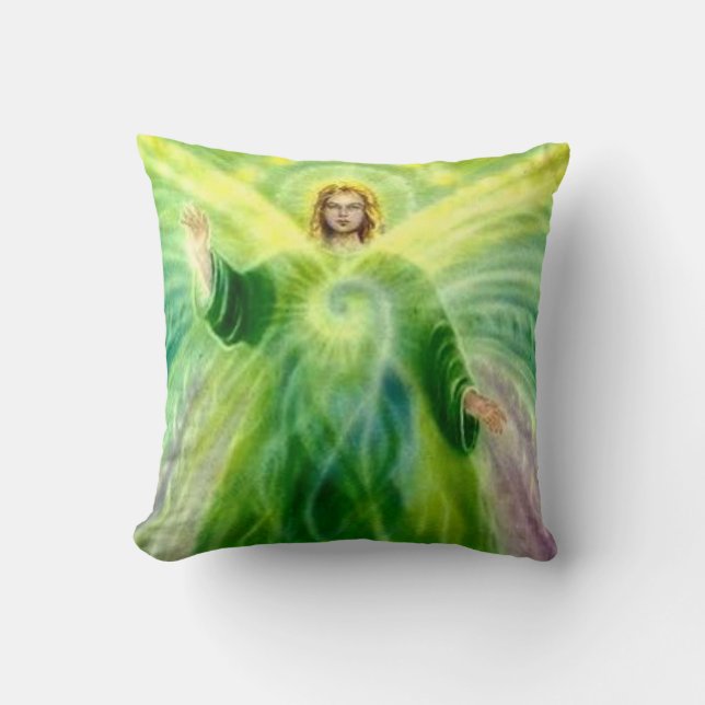 Archangel Raphael Healing Light Throw Pillow (Front)