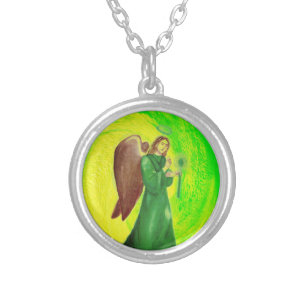 Archangel Raphael Silver Plated Round Necklace#2 Necklace