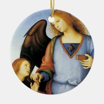 Archangel Raphael With Tobias Ceramic Ornament by SunshineDazzle at Zazzle