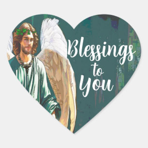 Archangel Saint Raphael Blessings & Healing Angel Heart Sticker