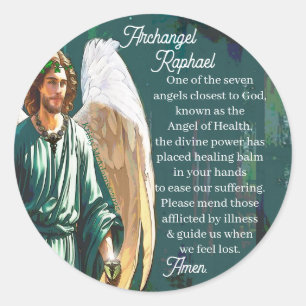 Archangel Saint Raphael Healing Angel Prayer Classic Round Sticker