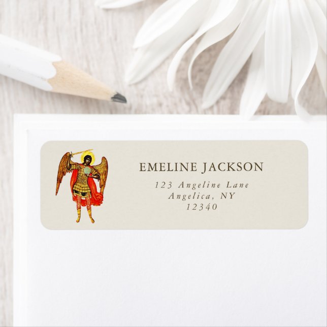 Archangel St Michael Fine Art Guardian Angel Label (Insitu)