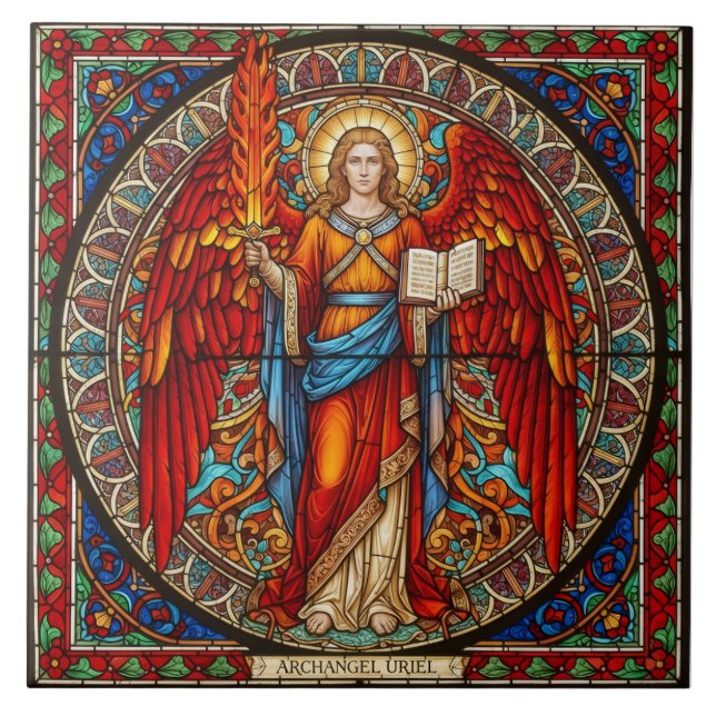 Archangel Uriel Angel of Wisdom & Illumination Ceramic Tile (Front)