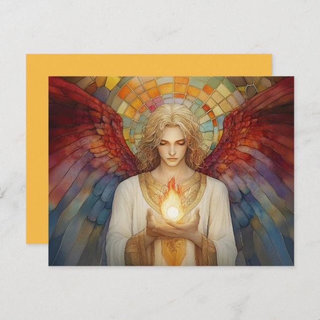 Archangel Uriel The Flame of God Rainbow Mosaic Invitation (Front/Back)