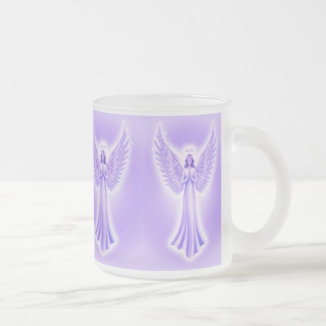 Archangel Zadkiel Purple And White Christmas  Frosted Glass Coffee Mug (Right)