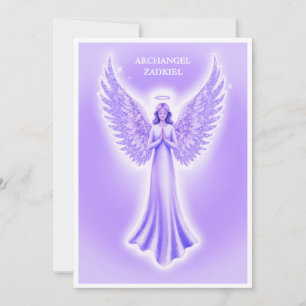 Archangel Zadkiel Purple And White Christmas Holiday Card