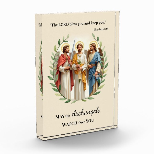 Archangels with God's Peace Blessings Scripture Acrylic Award (Left)