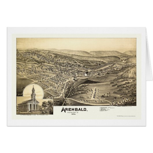 Archbald, PA Panoramic Map - 1892 Cards (Front Horizontal)