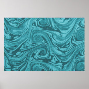 Arched and curved backdrop in tones of turquoise,  poster