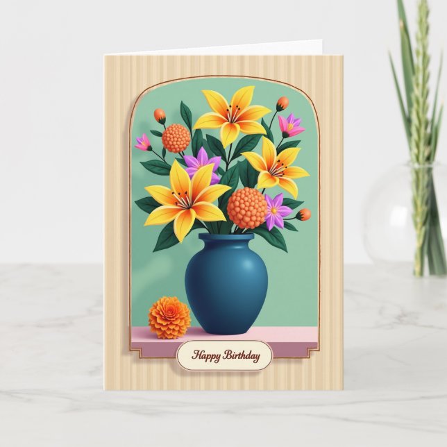Arched Blossom Birthday Card (Front)