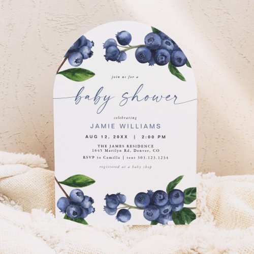 Arched Blueberry Baby Shower Invitation