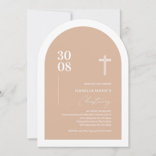 Arched Blush Pink Christening Invite