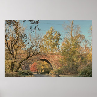 Arched Bridge in Autumn Poster