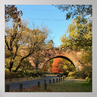 Arched Bridge in Autumn Poster
