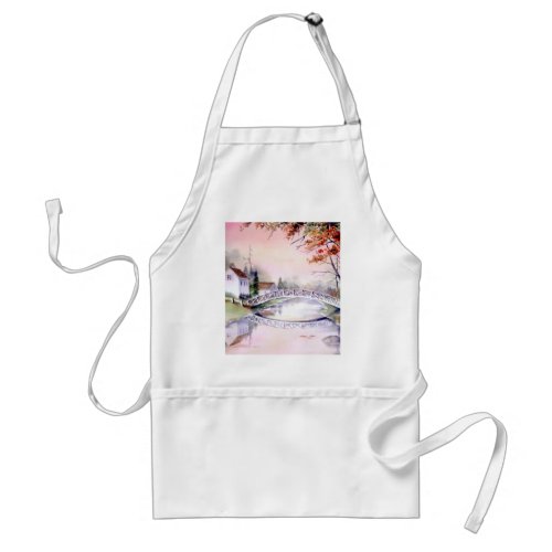 Arched Bridge New England Watercolor Painting Adult Apron